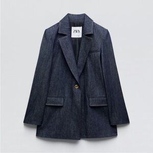 Zara Denim Jacket Blazer Gold Button
